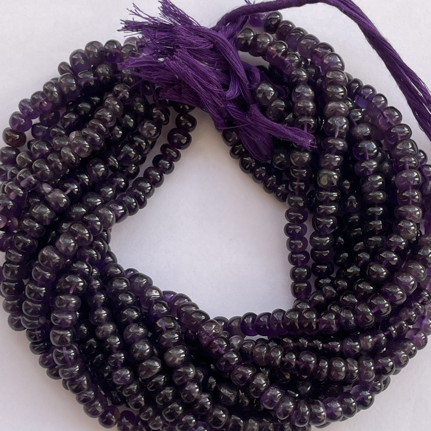 Natural African Amethyst Stone Smooth Rondelle Beads Strand Natural African Amethyst Stone Smooth Rondelle Beads Strand