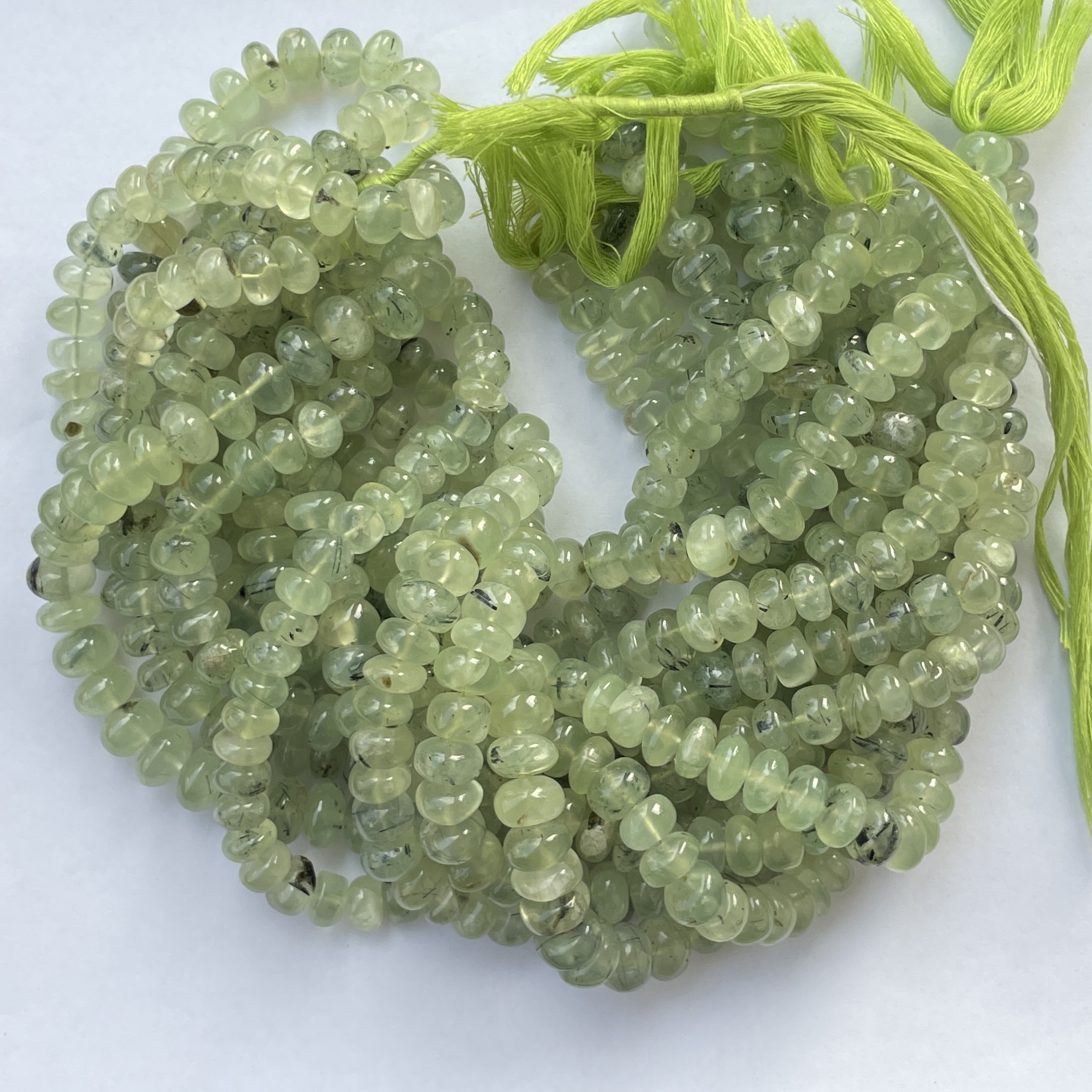Shop 6mm 8mm Natural Prehnite Smooth Rondelle Beads Strand Shop 6mm 8mm Natural Prehnite Smooth Rondelle Beads Strand
