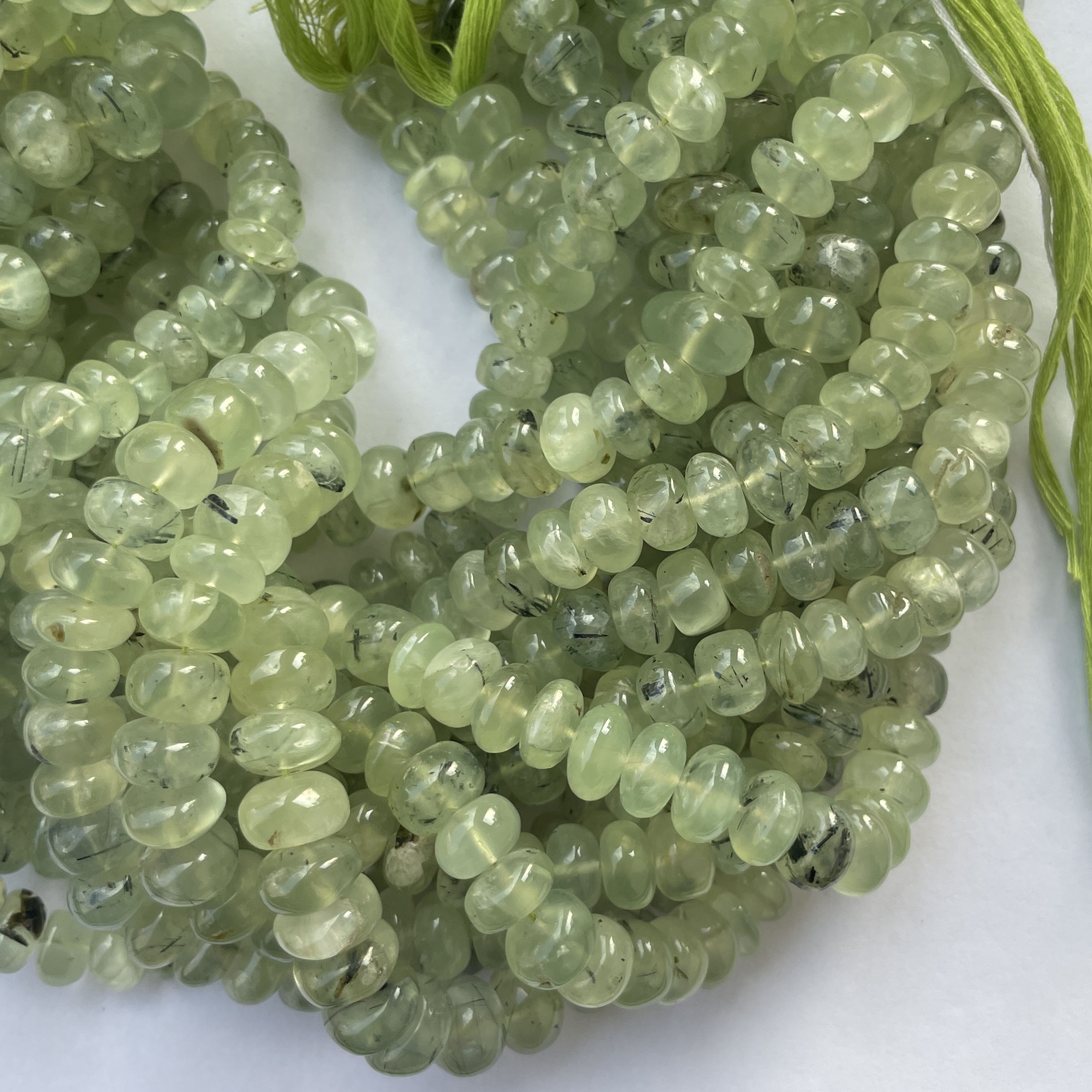 Shop 6mm 8mm Natural Prehnite Smooth Rondelle Beads Strand Shop 6mm 8mm Natural Prehnite Smooth Rondelle Beads Strand