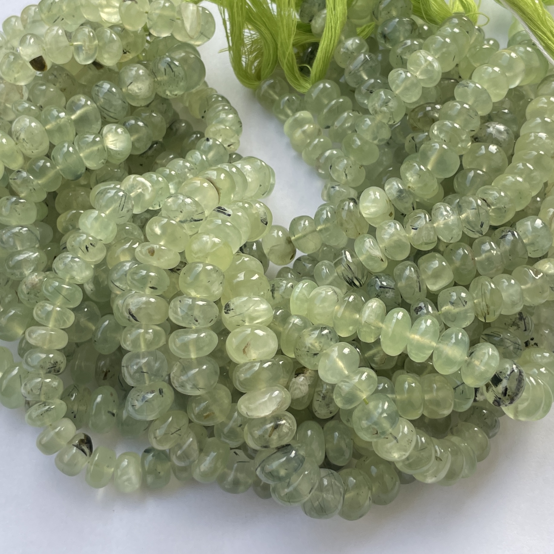 Shop 6mm 8mm Natural Prehnite Smooth Rondelle Beads Strand Shop 6mm 8mm Natural Prehnite Smooth Rondelle Beads Strand