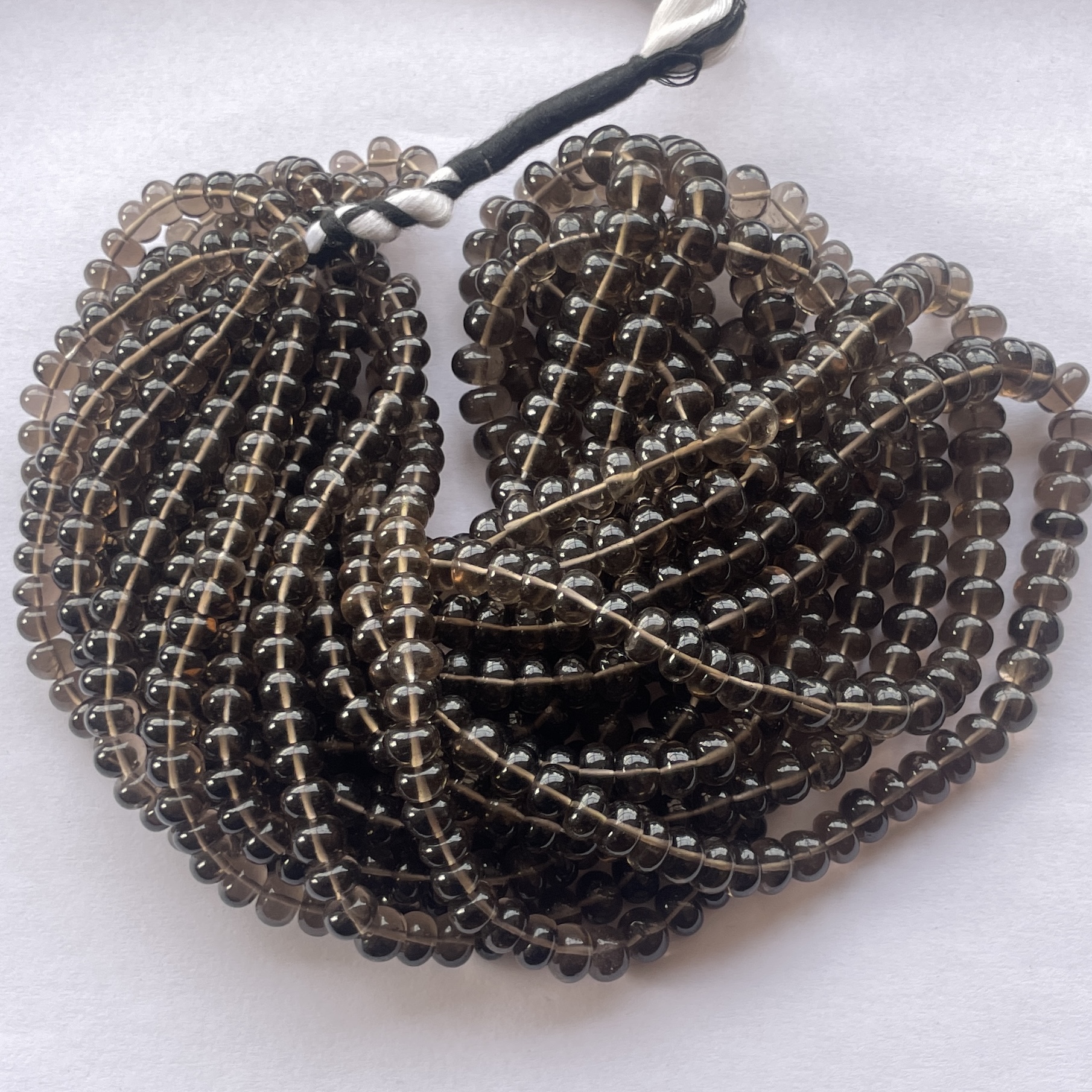 Shop 6mm 8mm Natural Smoky Quartz Smooth Rondelle Beads Shop 6mm 8mm Natural Smoky Quartz Smooth Rondelle Beads