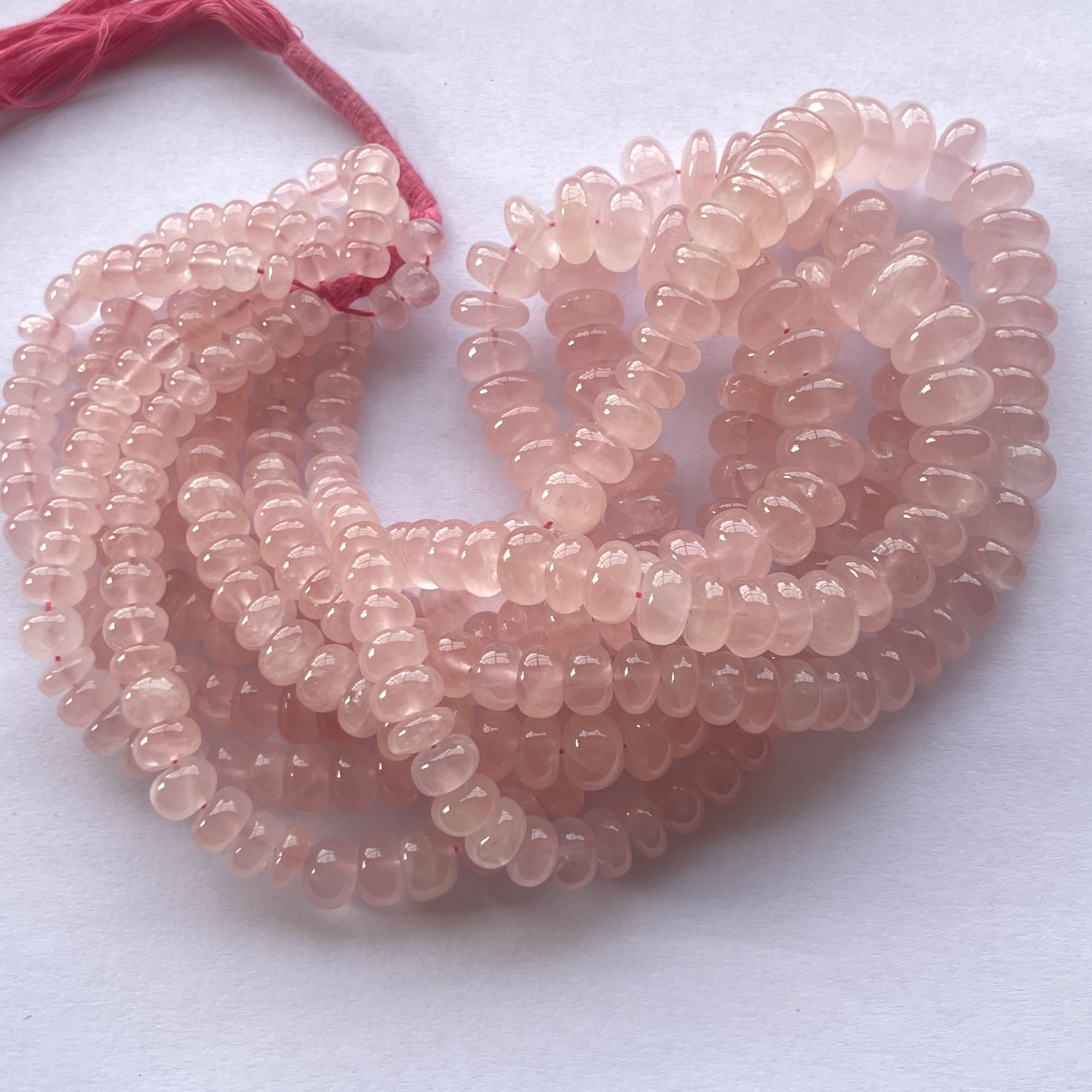 Shop 6mm 8mm Natural Rose Quartz Smooth Rondelle Beads Shop 6mm 8mm Natural Rose Quartz Smooth Rondelle Beads
