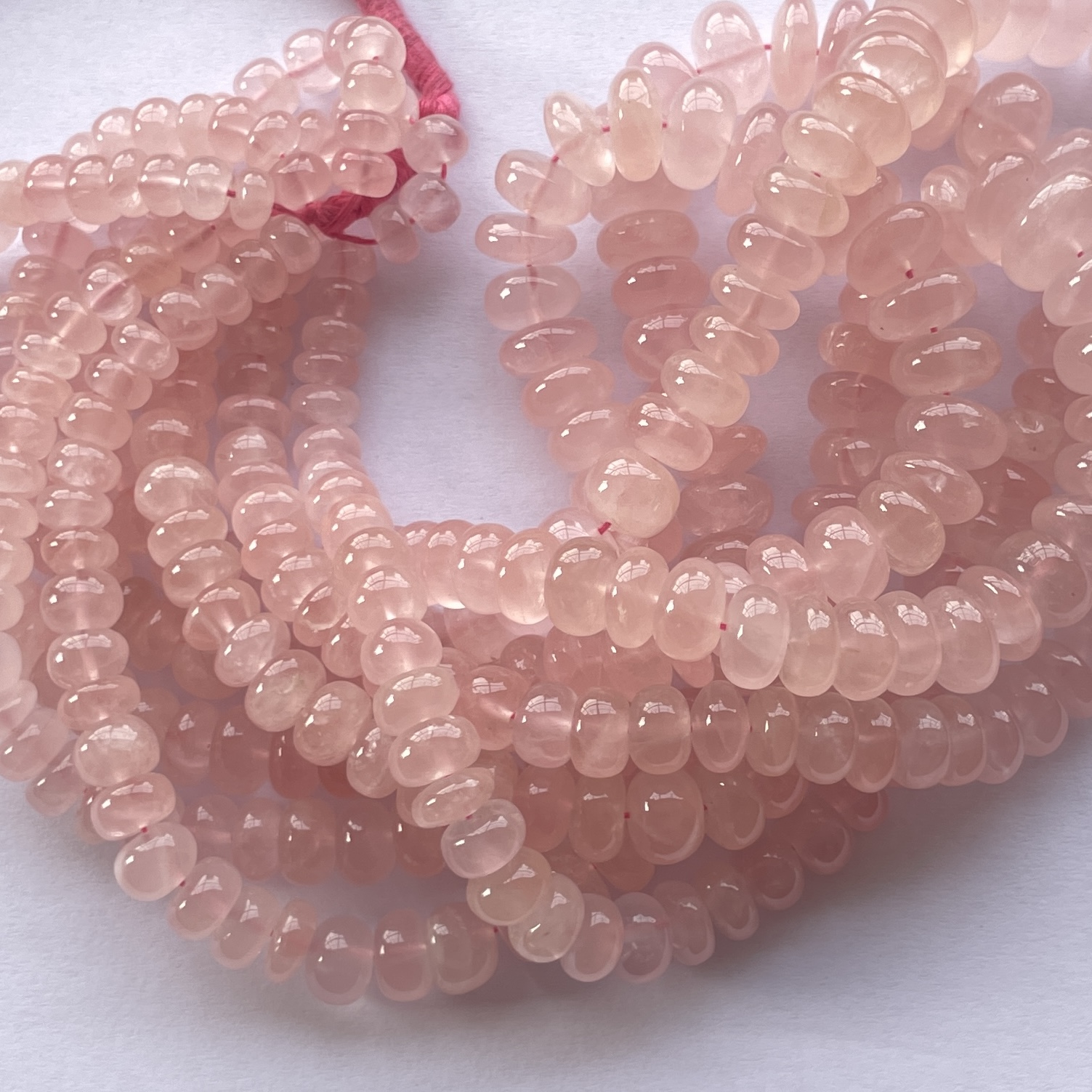 Shop 6mm 8mm Natural Rose Quartz Smooth Rondelle Beads Shop 6mm 8mm Natural Rose Quartz Smooth Rondelle Beads